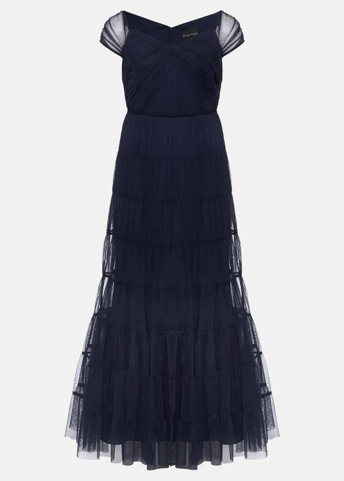 Phase Eight Layla Tulle Tiered Maxi Dress Navy Women Dresses