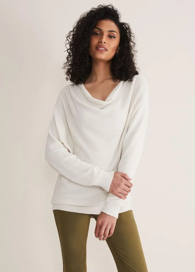 Phase Eight Layra Cowl Neck Knit Top Ivory Women Knitwear