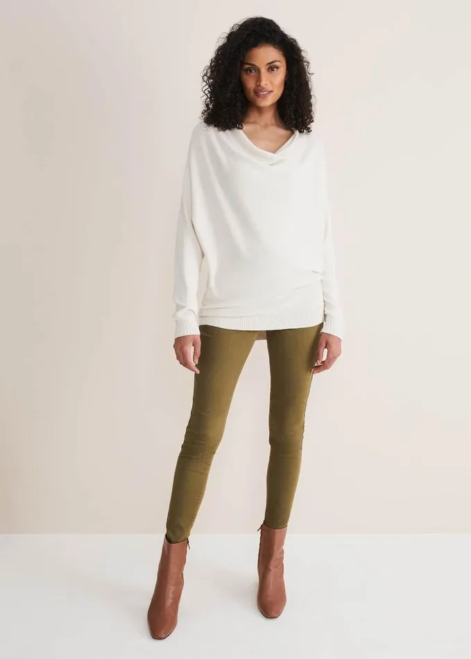 Phase Eight Layra Cowl Neck Knit Top Ivory Women Knitwear