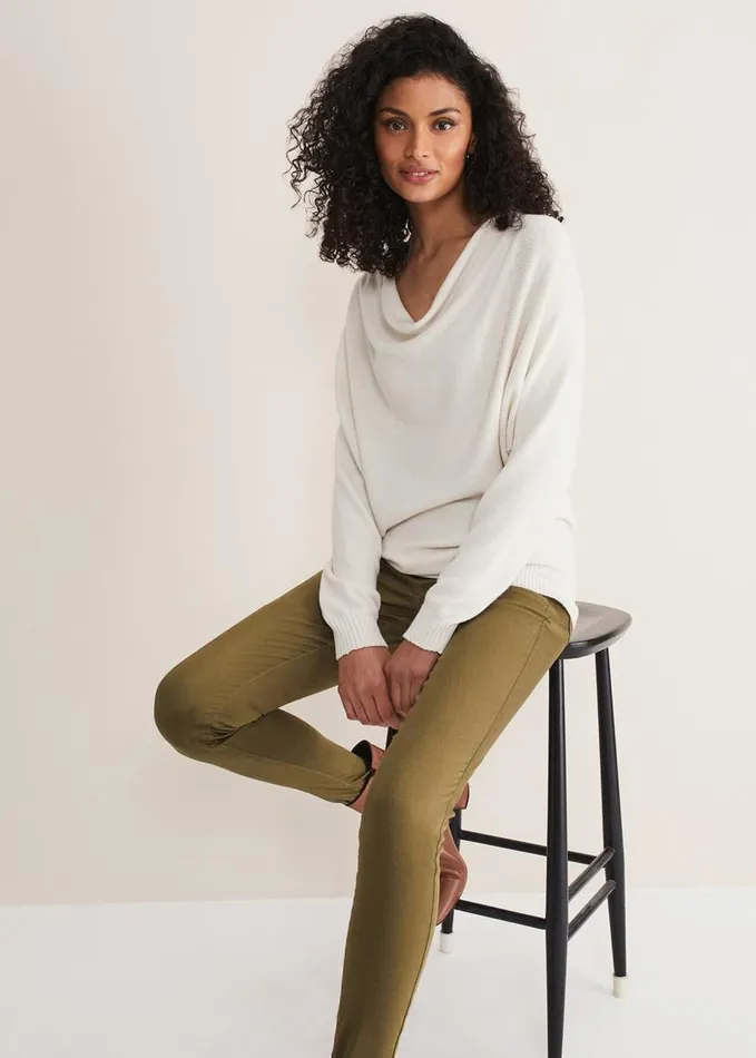 Phase Eight Layra Cowl Neck Knit Top Ivory Women Knitwear