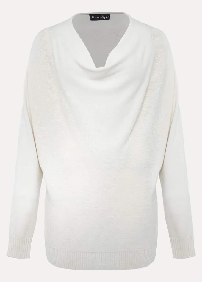 Phase Eight Layra Cowl Neck Knit Top Ivory Women Knitwear