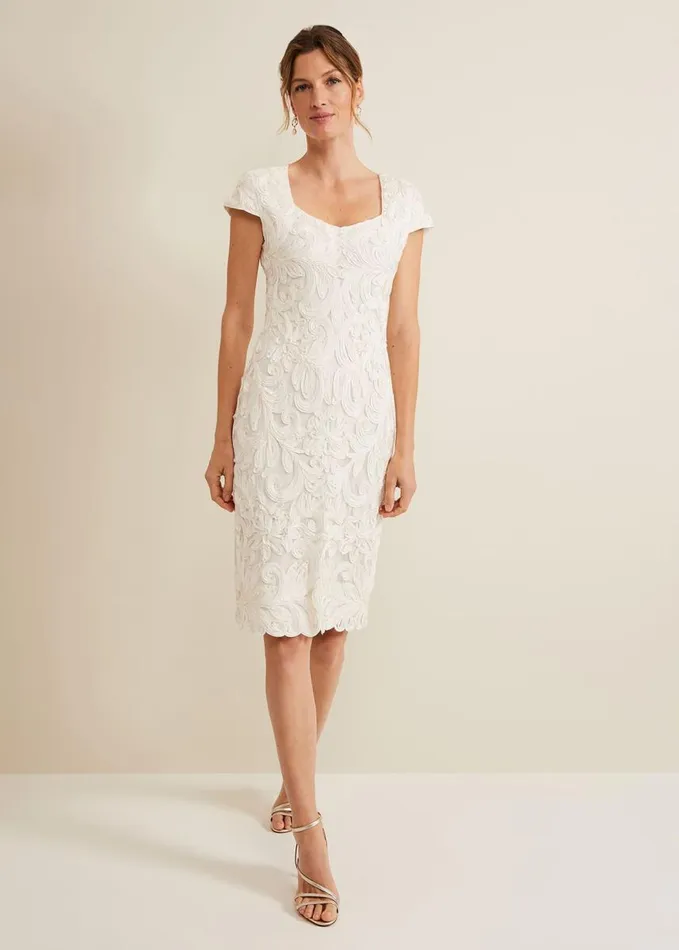 Phase Eight Layton Tapework Mini Dress Buttermilk Women Dresses