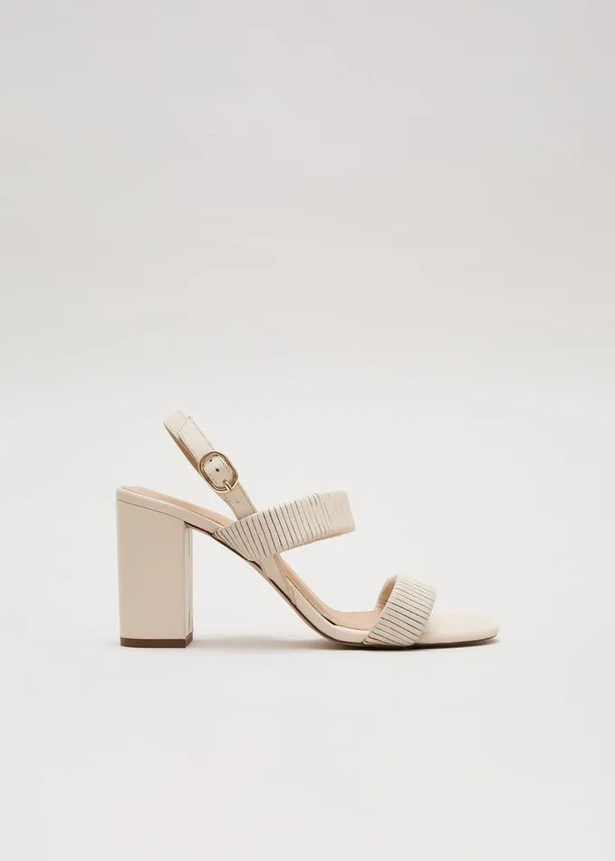 Phase Eight Leather Double Strap Block Heel Sandal Ivory Women Sandals