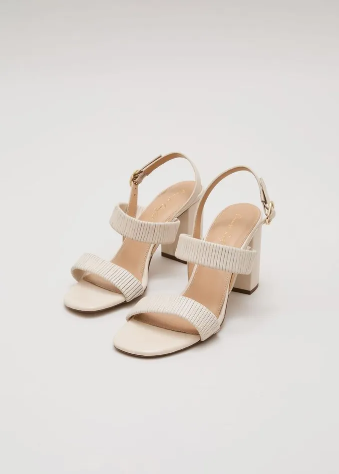Phase Eight Leather Double Strap Block Heel Sandal Ivory Women Sandals