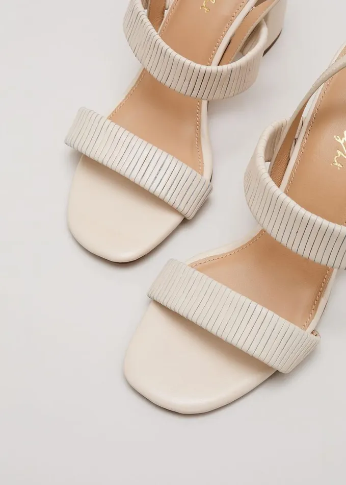 Phase Eight Leather Double Strap Block Heel Sandal Ivory Women Sandals