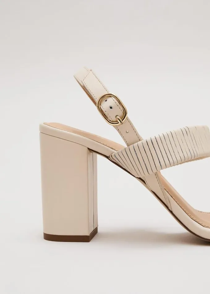 Phase Eight Leather Double Strap Block Heel Sandal Ivory Women Sandals