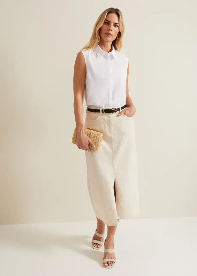 Phase Eight Leather Double Strap Block Heel Sandal Ivory Women Sandals