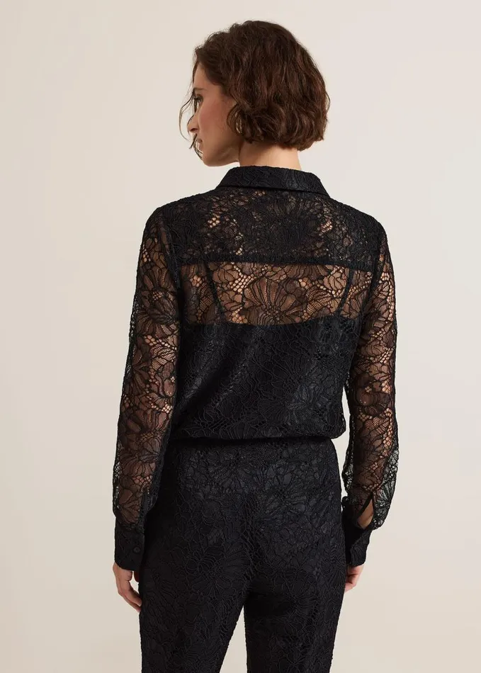 Phase Eight Livana Lace Shirt Black Women Shirts and Blouses