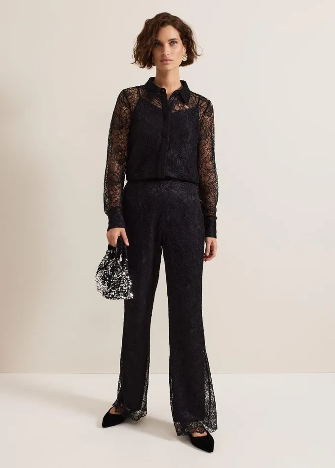 Phase Eight Livana Lace Shirt Black Women Shirts and Blouses