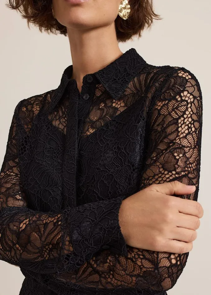 Phase Eight Livana Lace Shirt Black Women Shirts and Blouses