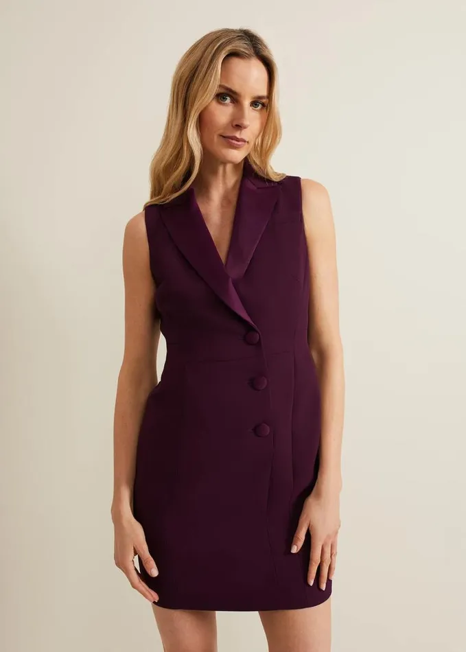 Phase Eight Lolicia Sleeveless Tux Dress Burgundy Women Dresses