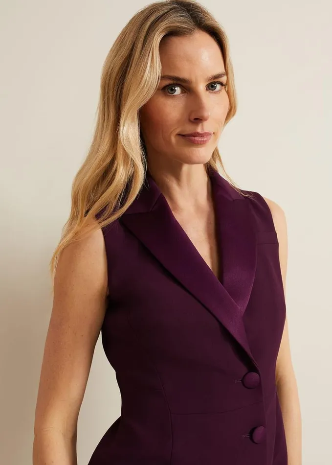 Phase Eight Lolicia Sleeveless Tux Dress Burgundy Women Dresses