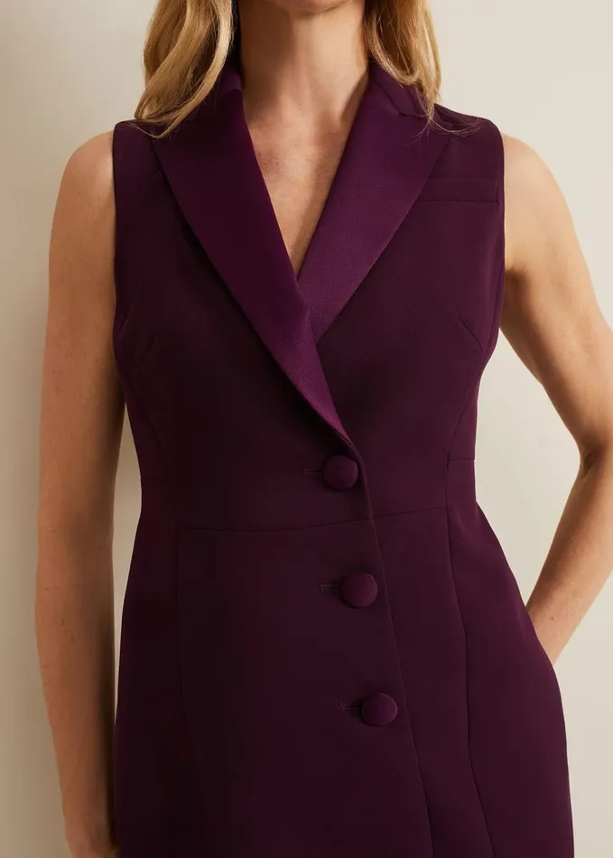 Phase Eight Lolicia Sleeveless Tux Dress Burgundy Women Dresses
