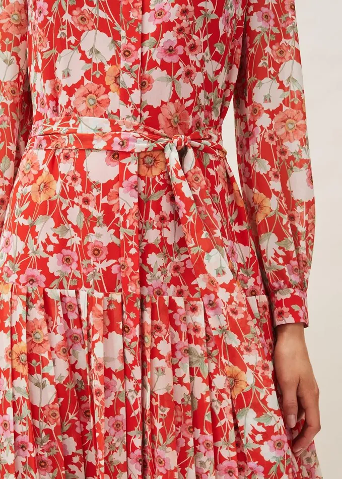 Phase Eight Lottie Floral Pleated Shirt Dress Saffron Women Dresses