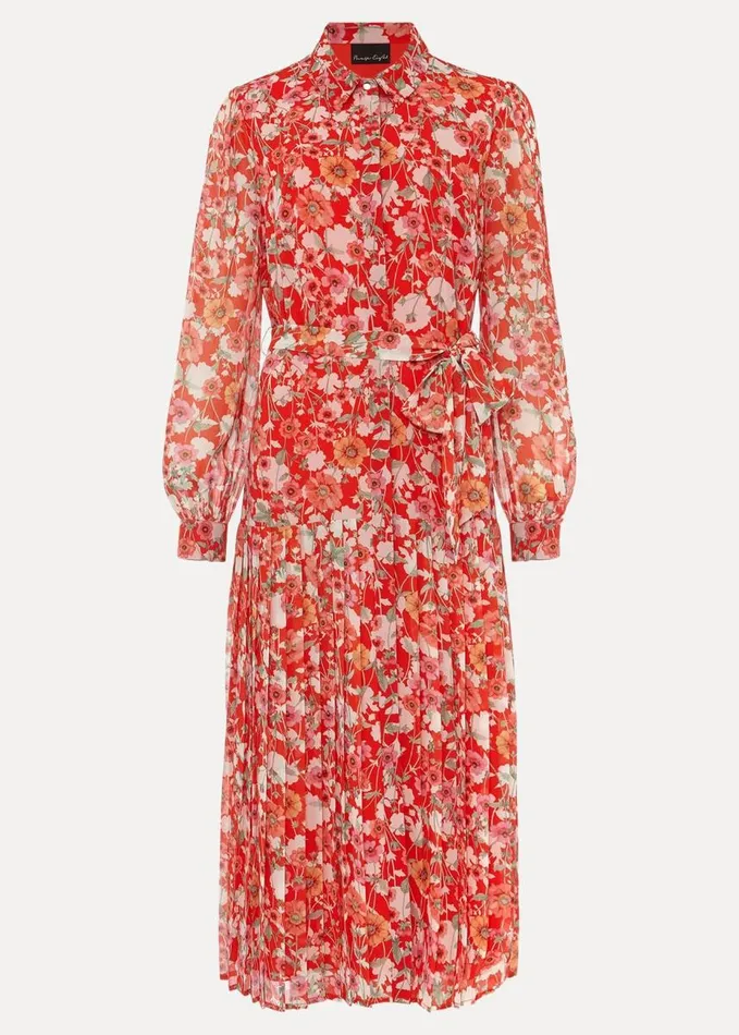 Phase Eight Lottie Floral Pleated Shirt Dress Saffron Women Dresses