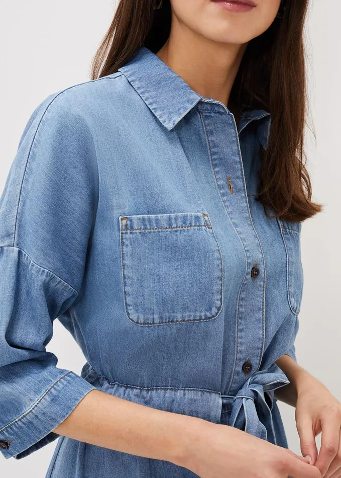 Phase Eight Louella Tie Shirt Dress Chambray Blue Women Dresses