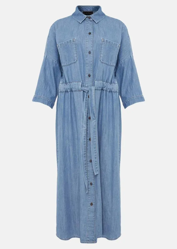 Phase Eight Louella Tie Shirt Dress Chambray Blue Women Dresses