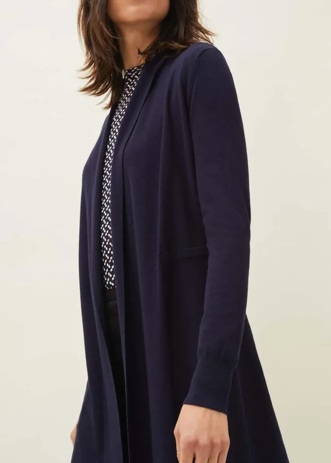 Phase Eight Louise Longline Cardigan Navy Women Knitwear