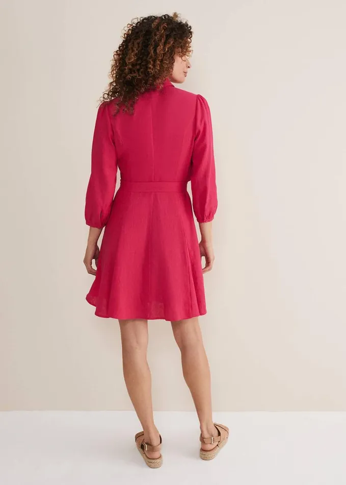 Phase Eight Lucie Linen Shirt Dress Pink Women Dresses