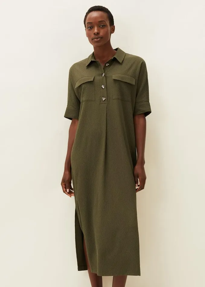 Phase Eight Lucina Midaxi Shirt Dress Khaki Women Dresses