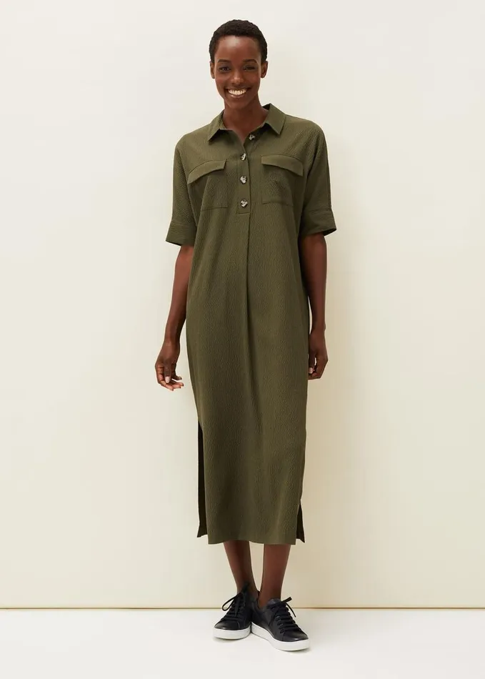 Phase Eight Lucina Midaxi Shirt Dress Khaki Women Dresses