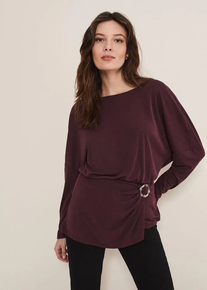 Phase Eight Lusinda Trim Detail Top Aubergine Women Tops and TShirts