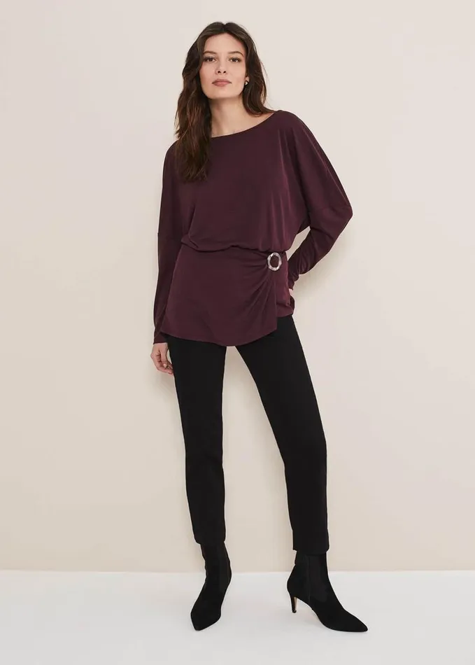 Phase Eight Lusinda Trim Detail Top Aubergine Women Tops and TShirts