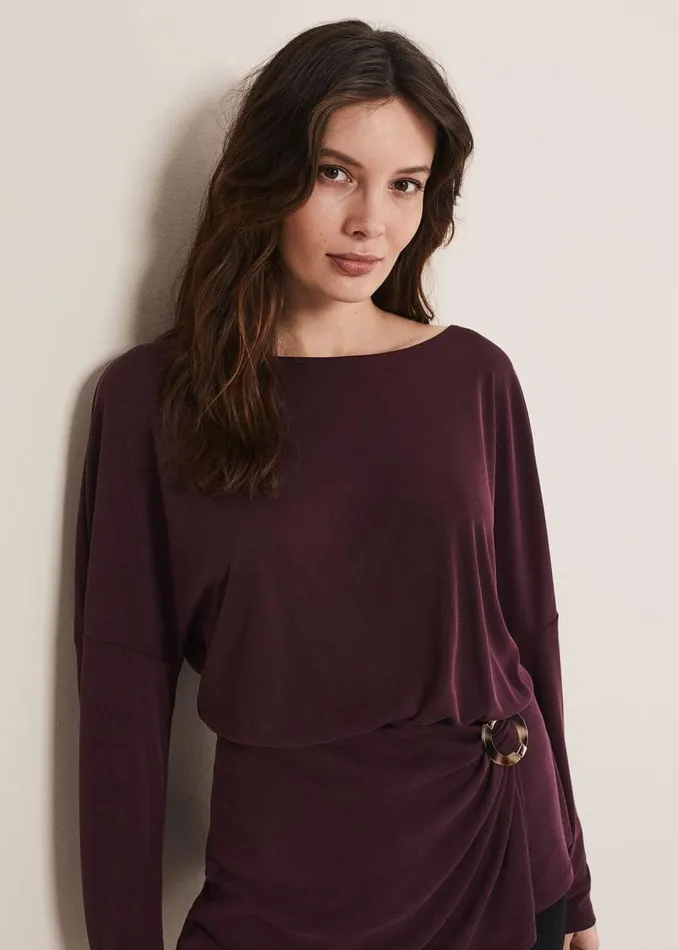 Phase Eight Lusinda Trim Detail Top Aubergine Women Tops and TShirts
