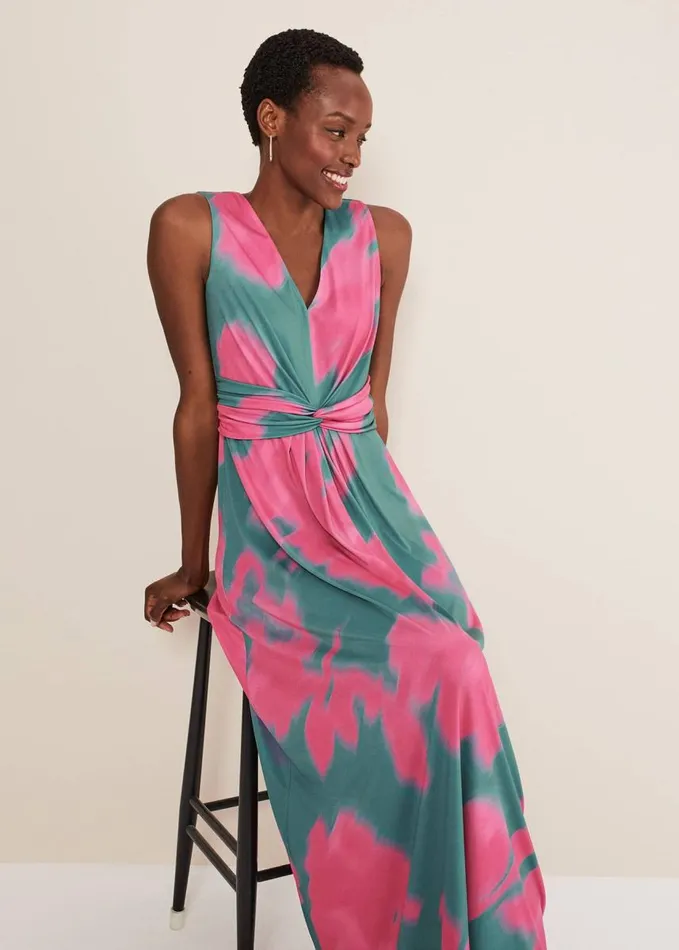 Phase Eight Madison Abstract Maxi Dress Pinkgreen Women Dresses