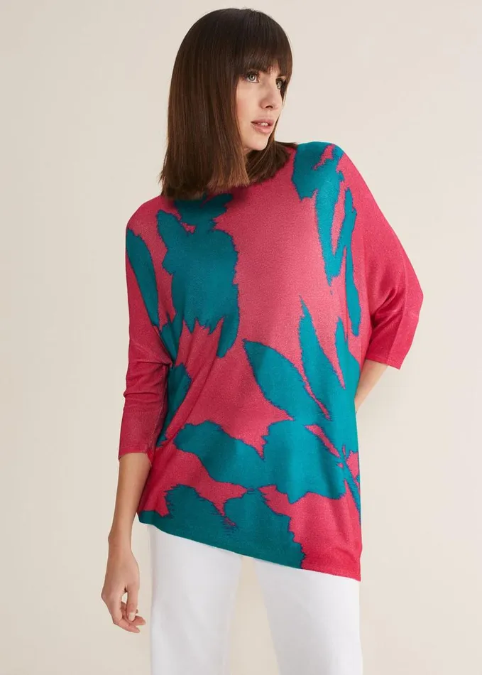 Phase Eight Madison Printed Asymmetric Hem Jumper Multicoloured Women Knitwear