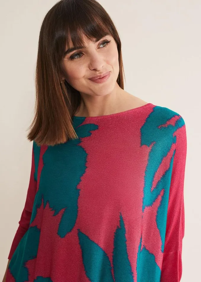 Phase Eight Madison Printed Asymmetric Hem Jumper Multicoloured Women Knitwear