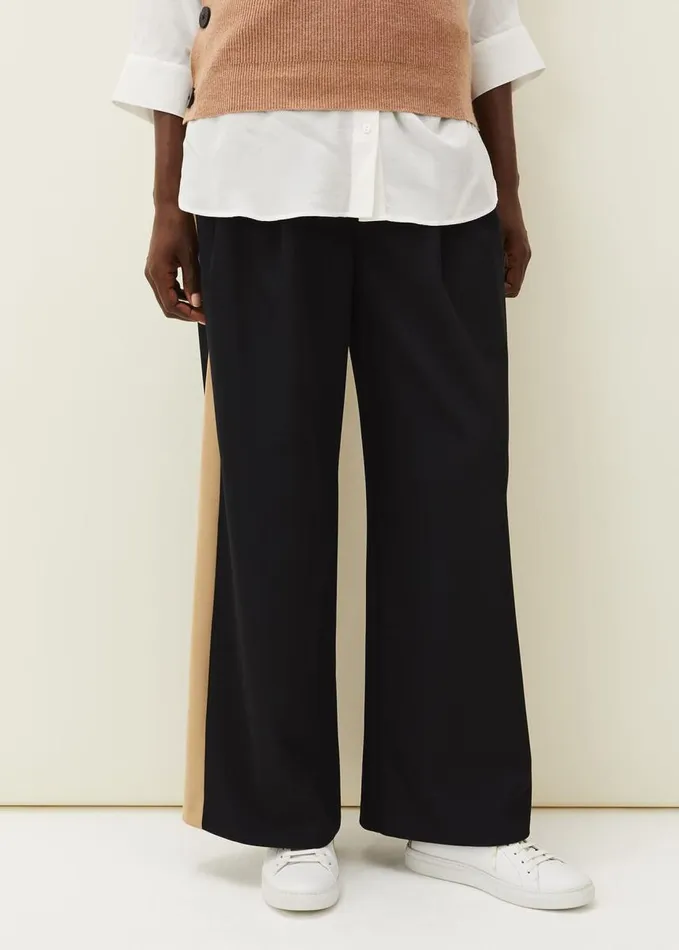 Phase Eight Mae Side Stripe Wide Leg Trouser Navy Women Trousers