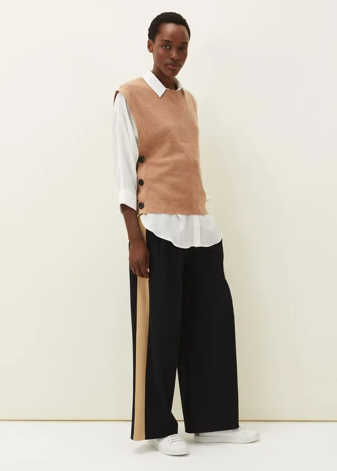 Phase Eight Mae Side Stripe Wide Leg Trouser Navy Women Trousers