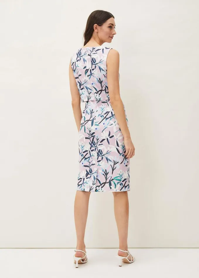 Phase Eight Magnolia Floral Sleeveless Scuba Dress Frosted Heather Women Dresses
