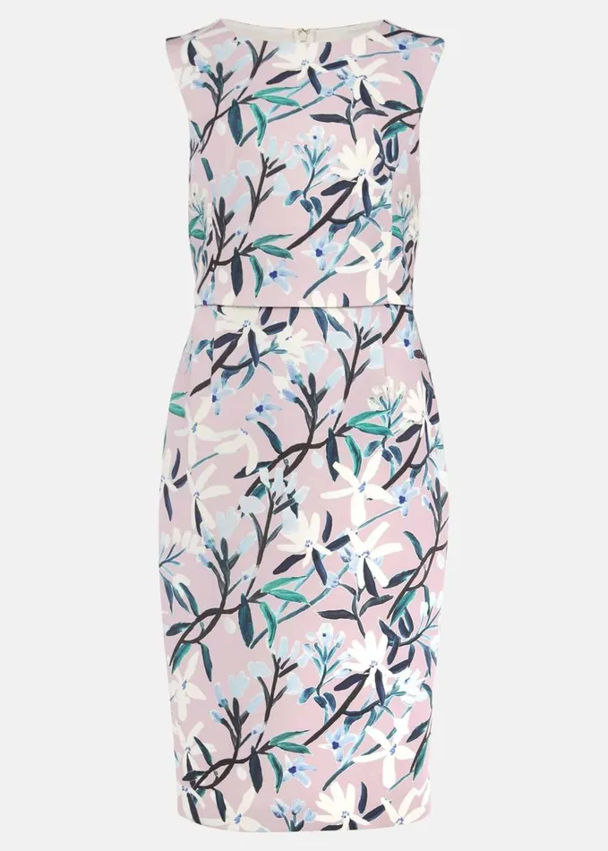 Phase Eight Magnolia Floral Sleeveless Scuba Dress Frosted Heather Women Dresses