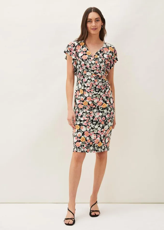Phase Eight Maisie Floral Jersey Dress Blackmulti Women Dresses