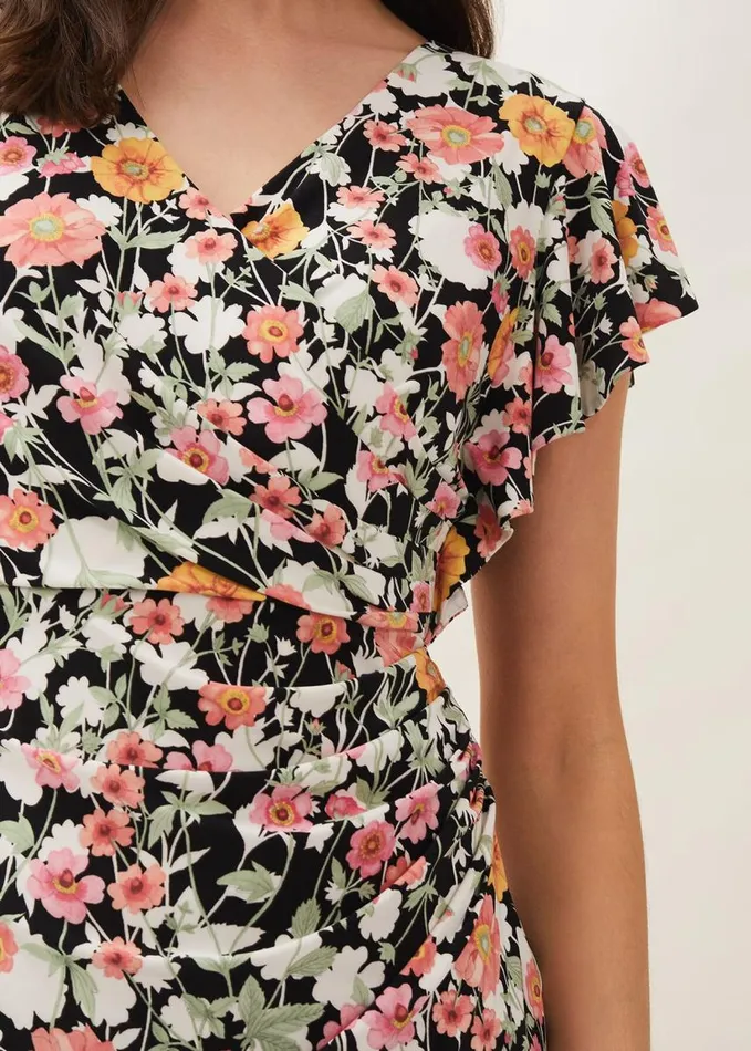Phase Eight Maisie Floral Jersey Dress Blackmulti Women Dresses