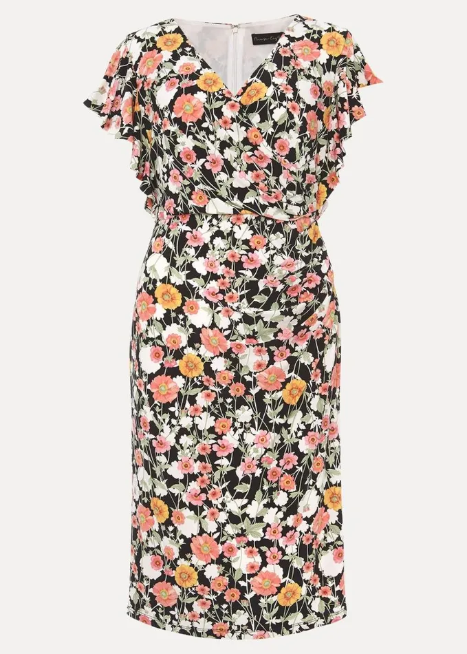 Phase Eight Maisie Floral Jersey Dress Blackmulti Women Dresses