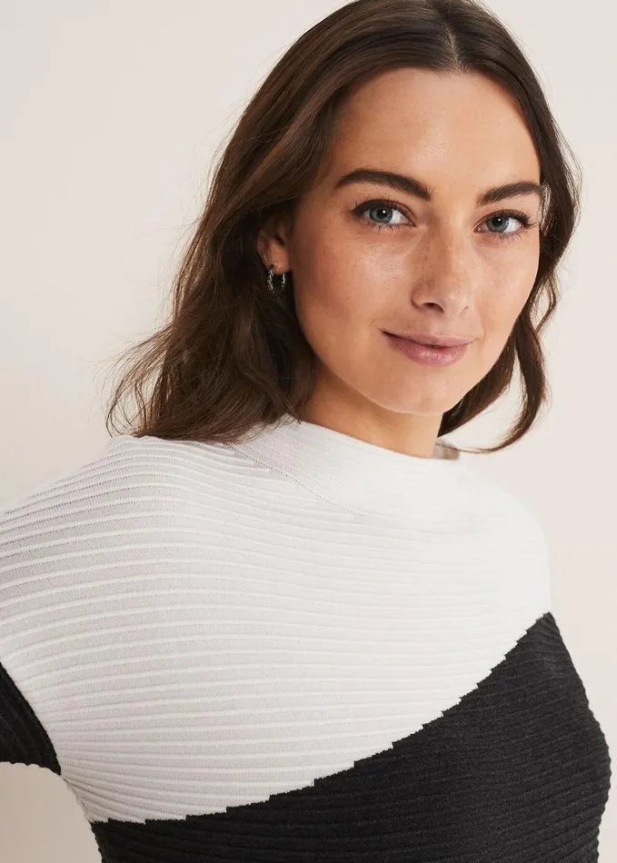 Phase Eight Mali Textured Stitch Colourblock Dress Blackmulti Women Dresses