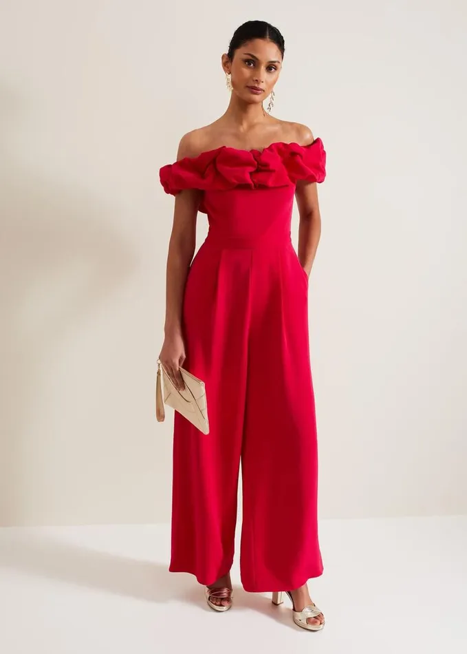 Phase Eight Mallory Ruffle Jumpsuit Pink Women Dresses