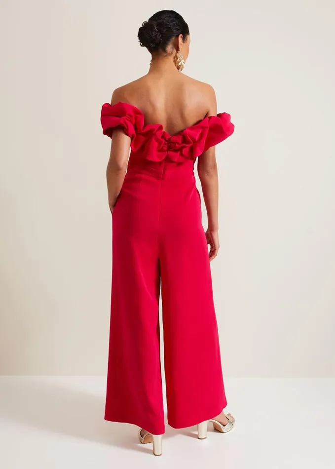 Phase Eight Mallory Ruffle Jumpsuit Pink Women Dresses