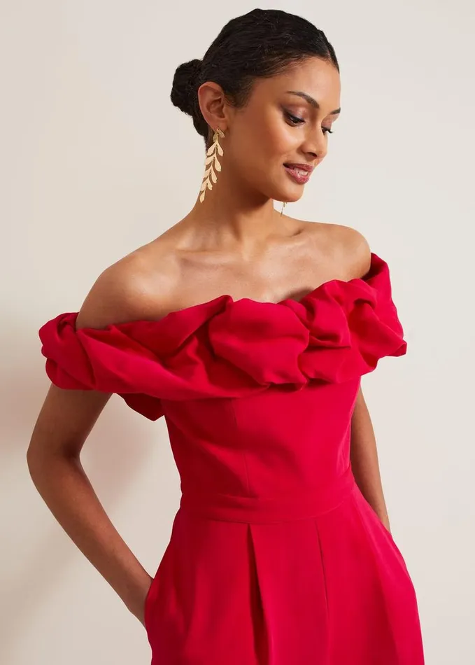 Phase Eight Mallory Ruffle Jumpsuit Pink Women Dresses
