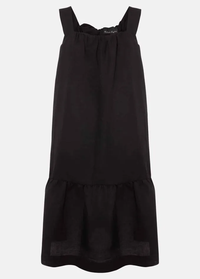 Phase Eight Mandy Strappy Linen Bow Back Swing Dress Black Women Dresses