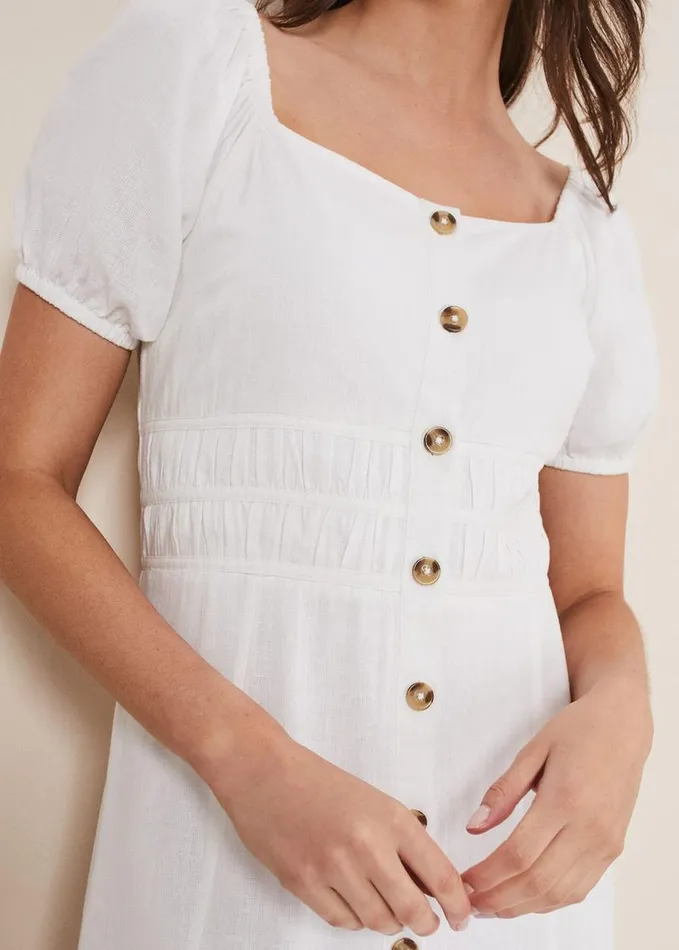 Phase Eight Maribella Linen Midi Dress White Women Dresses