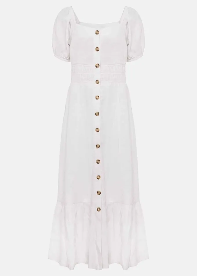 Phase Eight Maribella Linen Midi Dress White Women Dresses