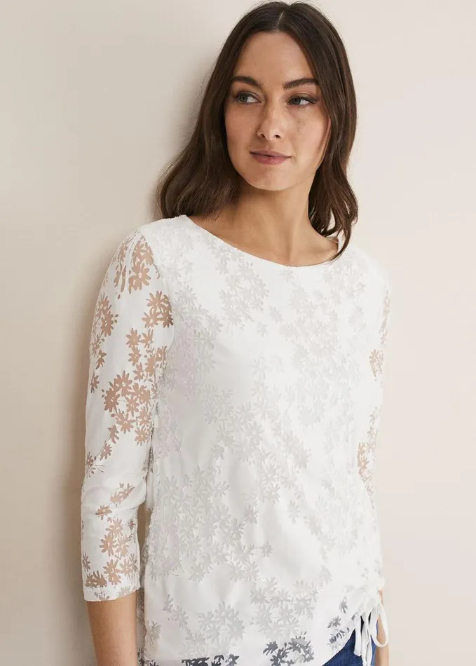 Phase Eight Mariella Floral Burnout Top White Women Tops and TShirts