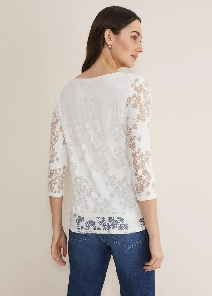Phase Eight Mariella Floral Burnout Top White Women Tops and TShirts