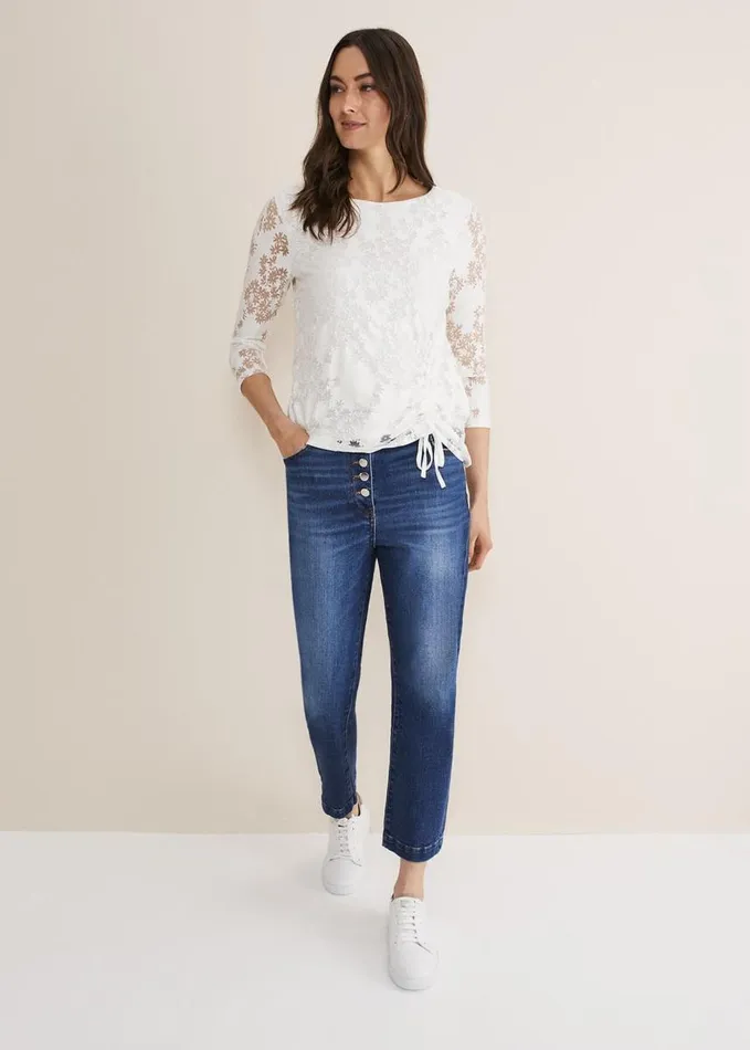 Phase Eight Mariella Floral Burnout Top White Women Tops and TShirts
