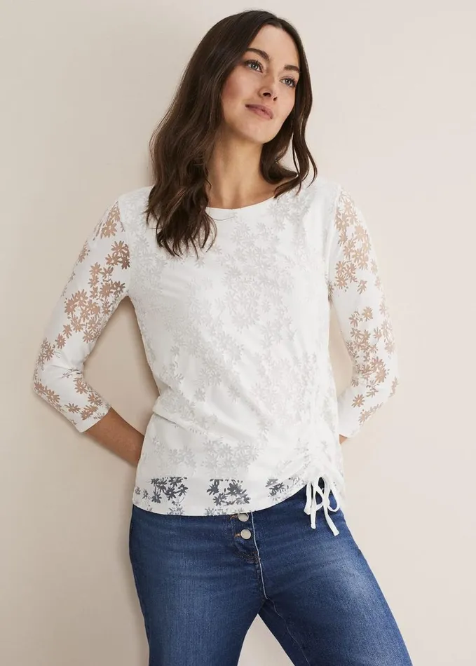 Phase Eight Mariella Floral Burnout Top White Women Tops and TShirts