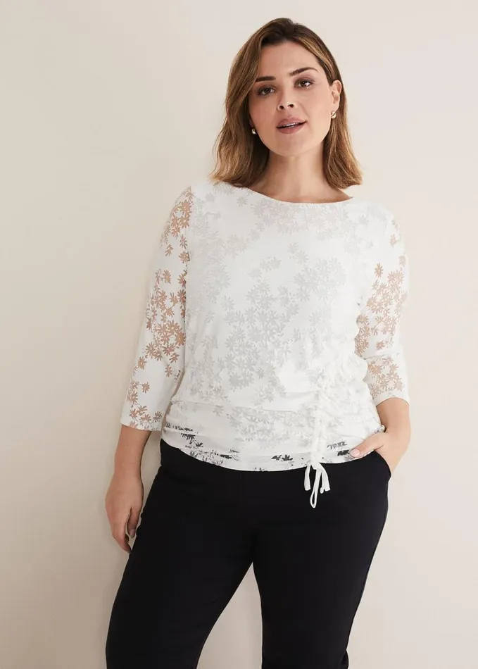 Phase Eight Mariella Floral Burnout Top White Women Tops and TShirts